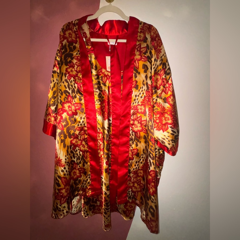 Floral Satin Kimono Robe & Dress